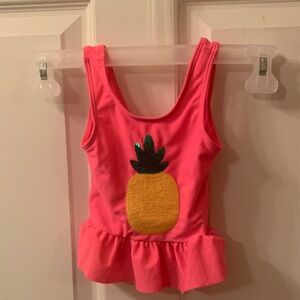 Cat & Jack Pink Swimsuit Dress Top with Pineapple Design 12 Month
